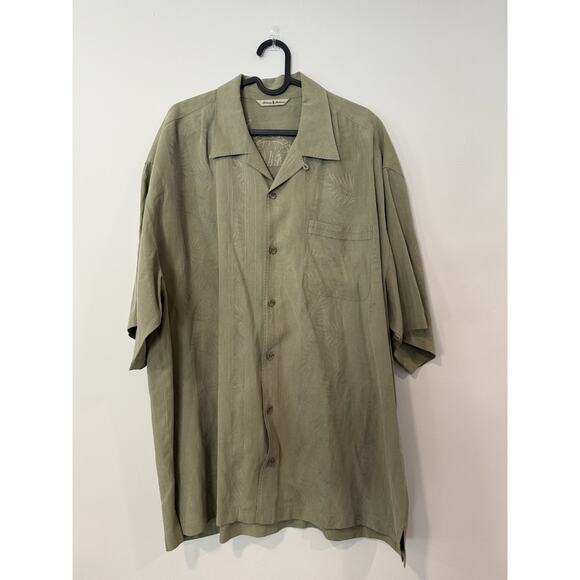 Tommy Bahama Hawaiian Men's XL Silk Linen Blend Green Button Up Shirt 2253 - Picture 1 of 10
